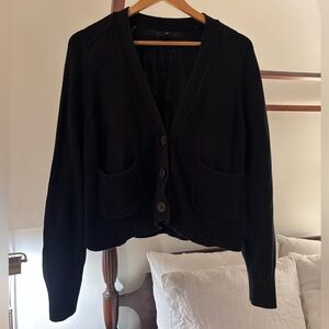Banana Republic Black Cotton Silk Pocket Cardigan